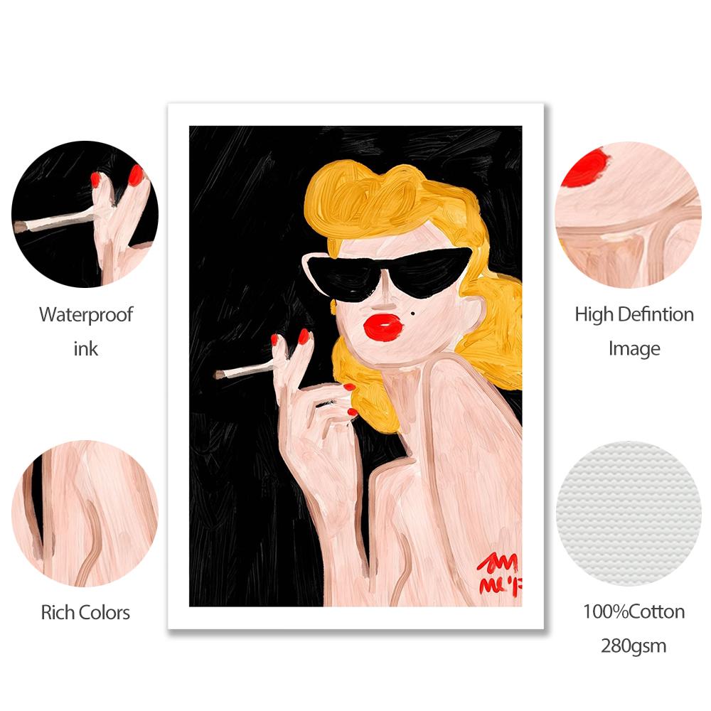 Abstract Fashion Office Girl Poster Print Nordic Colorful Line Face Canvas Painting Wall Art Picture For Livingroom Unique Decor