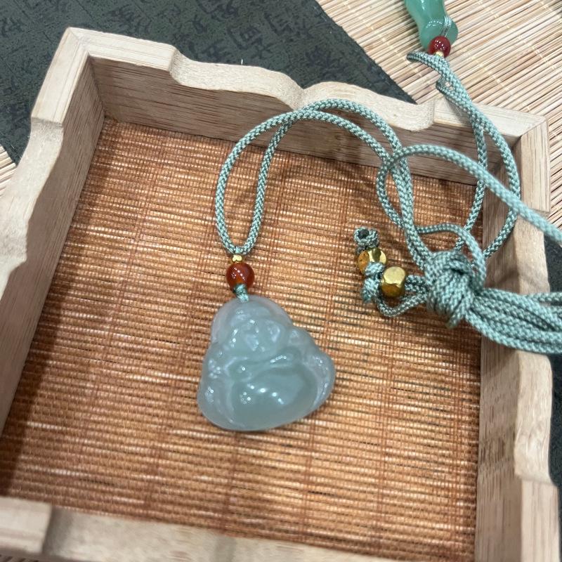 Dongling Jade Maitreya Buddha Pendant Necklace - New Chinese Style
