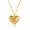 Minimalist Advanced Engraved Love Heart Clavicle Necklace Gold Plated For Women