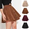 Women's Fall/Winter Solid-Color Corduroy Skirt: Fashionable, Sweet, Single-Breasted, High-Waisted A-Line Skirt