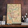 New York City Posters and Prints, Vintage Canvas Painting, Home Decoration, Wall Art, Subway Maps, City