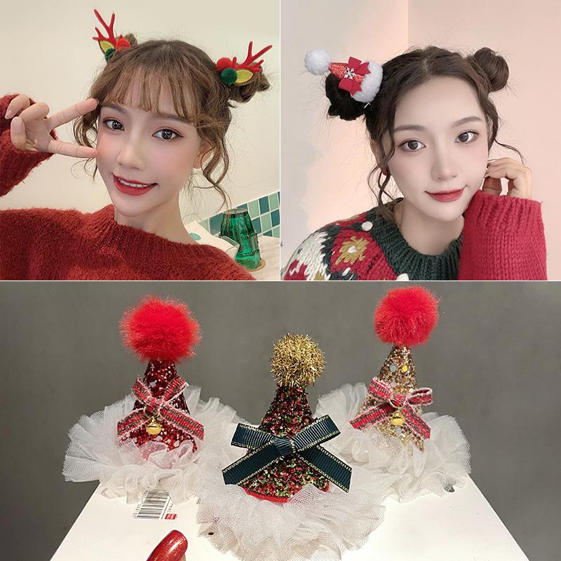 Christmas Hair Clip Christmas Tree Hat Santa Claus Cosplay Headband Xmas Hairband Festival Photograph Props Hair Accessories