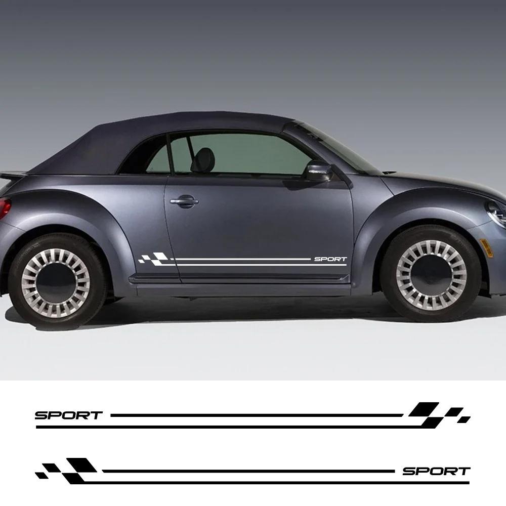 2 Stück Auto Türstreifen Aufkleber Vinyl Folie Rennstil Dekor Für Volkswagen VW Käfer 2015 2009 Cabriolet Auto Tuning Zubehör