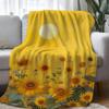 Sunflower Field Print Throw Blanket - Vintage Botanical Floral Motif Soft Lightweight Accent for Sofa Bed Travel Office Gift
