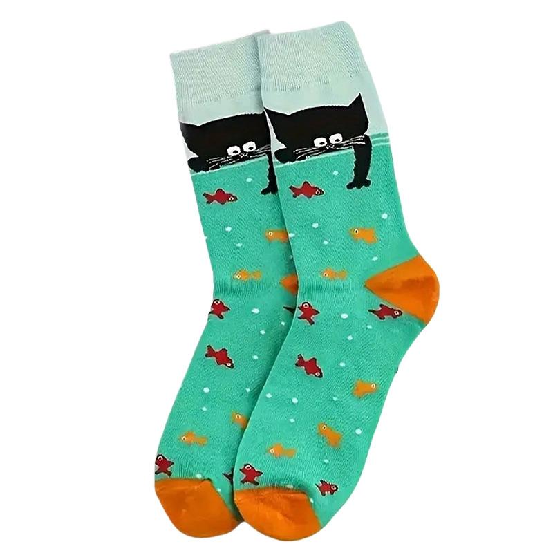 Trendige Socken - Herren Große Größe Mittellange Baumwollsocken, Tierleben Serie Thema Trendige Socken