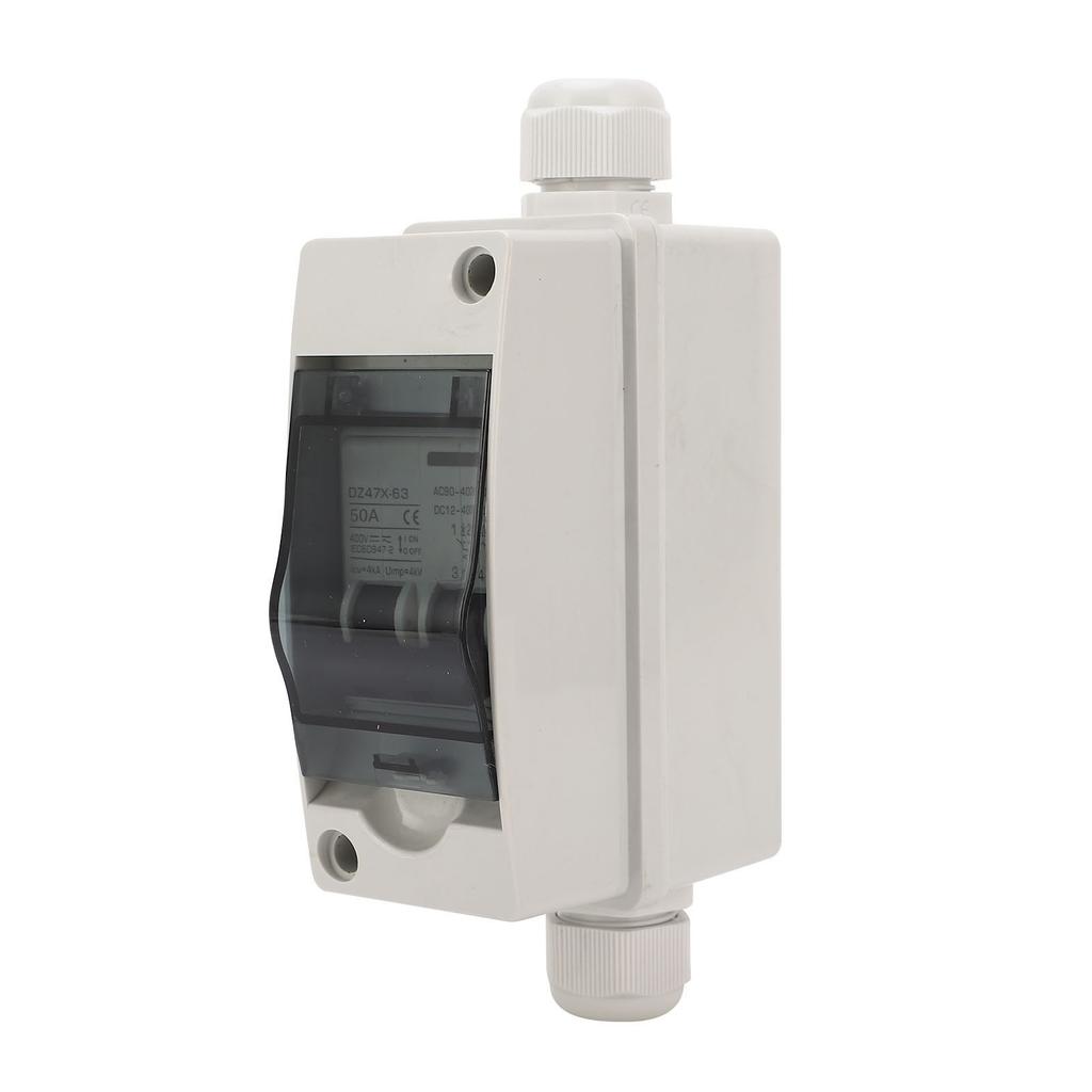 Dual Power RV Circuit Breaker with DIN Rail Enclosure Solar Panel Disconnect Switch 12‑400VDC 90‑400