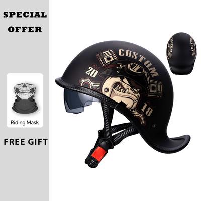 Retro Helmet Half Face Windshield Motorcycle Helmet Men Women Scooter Motorbike Cycling Helmet ABS Material Capacete De Moto