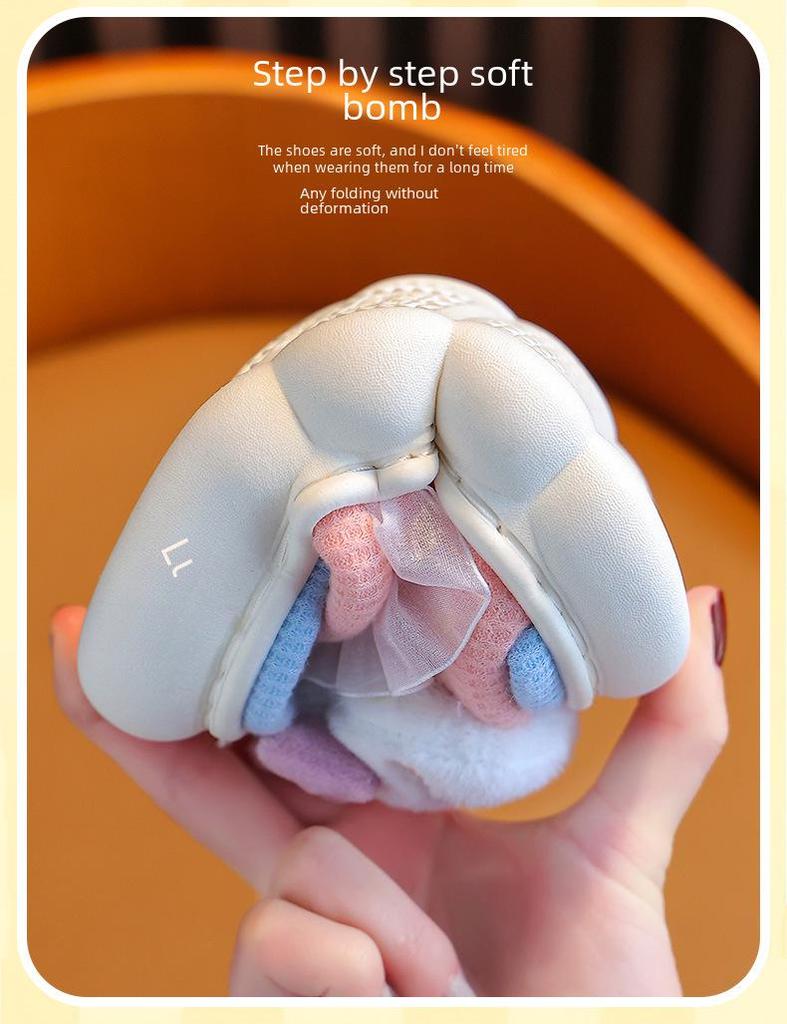Kids' Princess Linen Slippers: Non-Slip, Thick-Sole, for Spring & Autumn.
