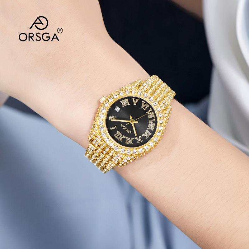 Luxury Jewelry Watch For Women Hip Hop Brand Fashion Waterproof Iced Diamond Quartz WristWatch Ladies Gift