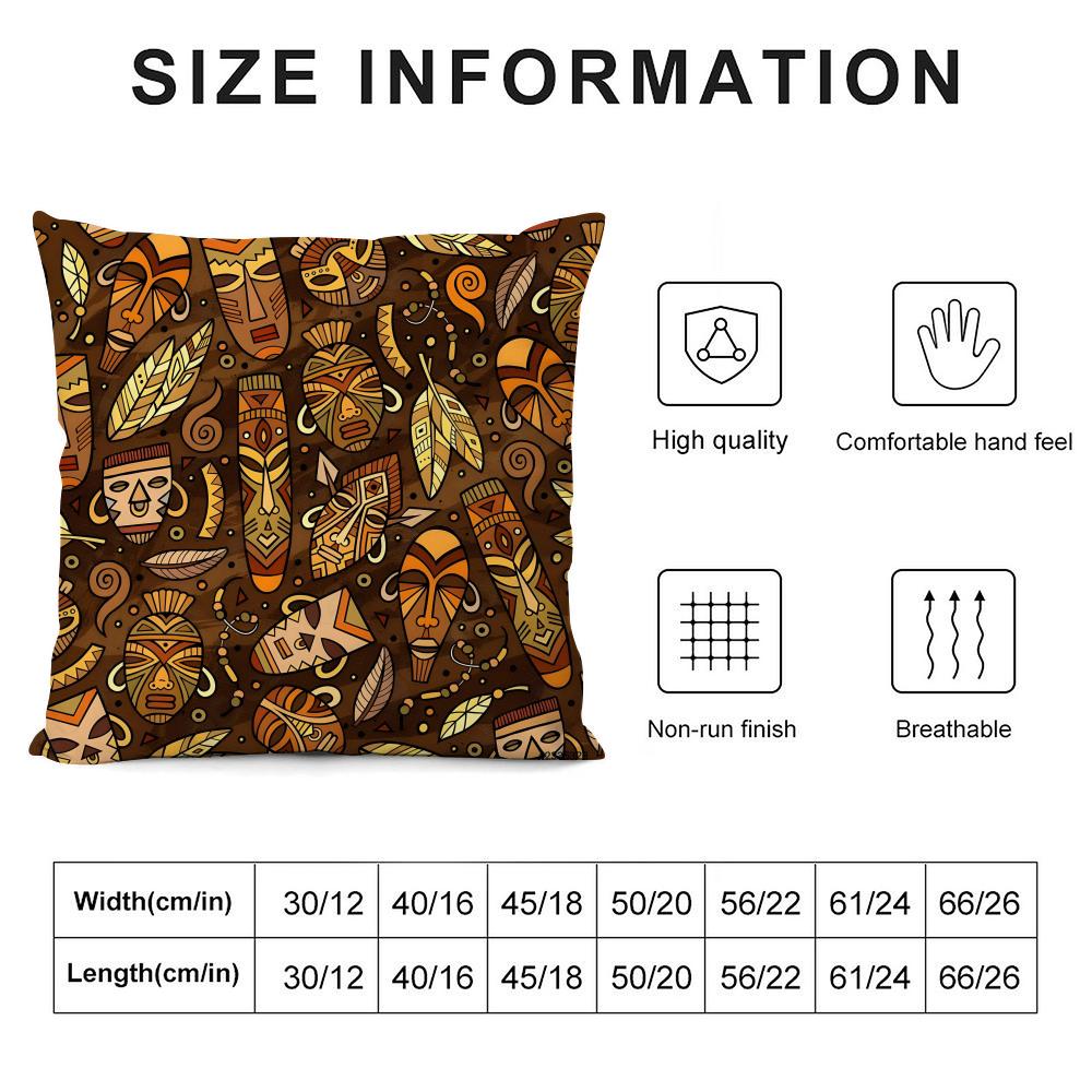 African Style Fabric Print Cushion Cover Pillowcase Ultra Soft Skin Friendly Fabric Cloud Like Comfort & Concealed Zipper