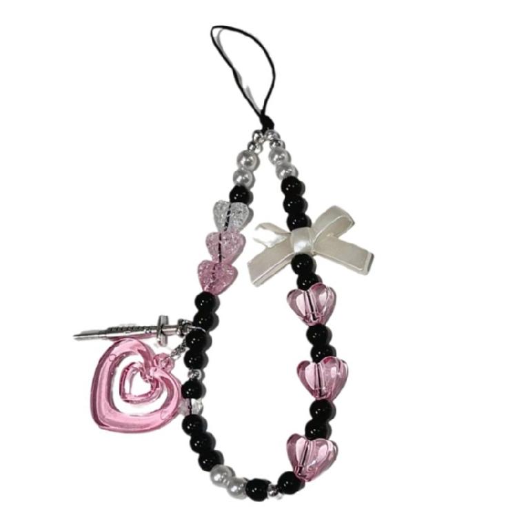 Heart Cross Bead Hanging Pendant Phone Strap Cute Bag Decoration for Girls