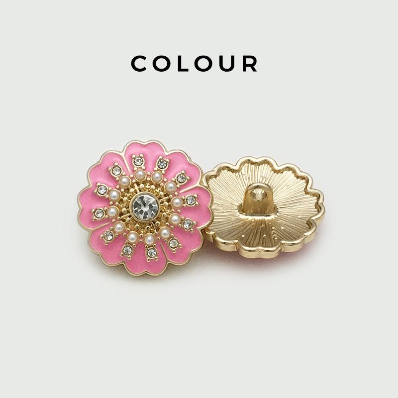 10PCS Of National Style Enamel Colorful Metal Buttons Burnt Blue Palace Oil Square Flower Clothing Button