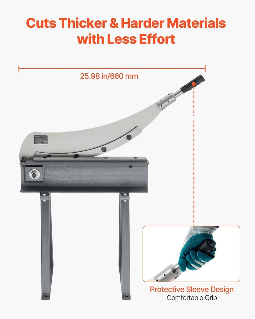 Guillotine Shear, 500 Mm Bed Width Benchtop Cutter, Manual Hand Plate Shear for Metal Sheet Processing, with Q235 Material, High Precision, Stand, for