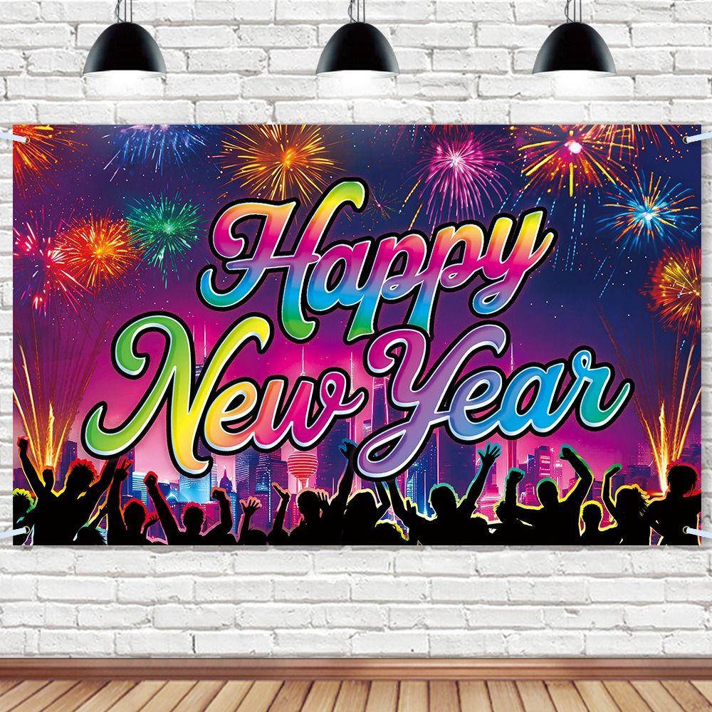 Cartoon Photo Background Banner Festive Happy New Year Decorations  Home Party Decor