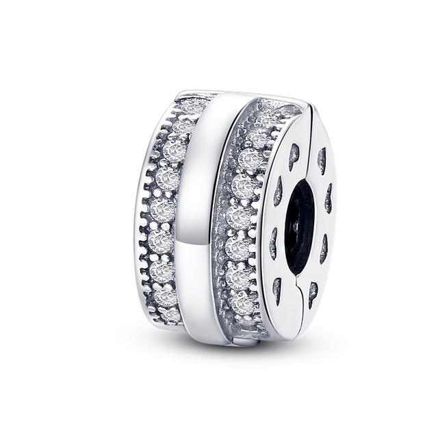 Fecho Prateado Clipe Prateado 925 Berloques Contas Stopper Serve Pulseira Clipe Joia Prata 925
