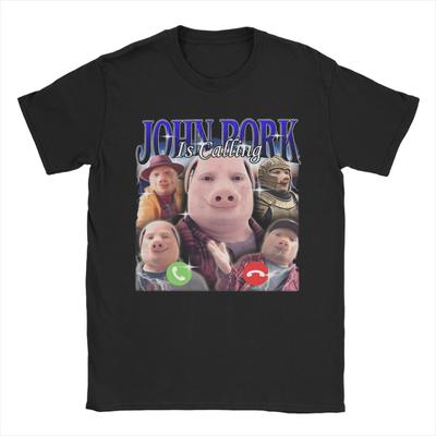 John Pork Dzwoni Śmieszny Mem Koszulka Męska Bawełniane Koszulki Codzienne Z Okrągłym Dekoltem Krótki Rękaw Duże Rozmiary Ubrania