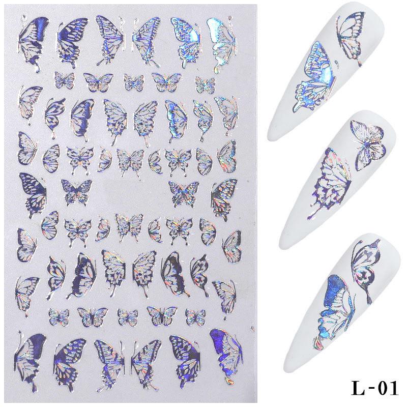 3D Butterfly Nail Art Stickers Adhesive Sliders Colorful Nail Transfer Decals Foils Wraps Decorations Nail Art