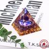 Handmade Natural Crystal Resin Pyramid Ornament for Home and Office