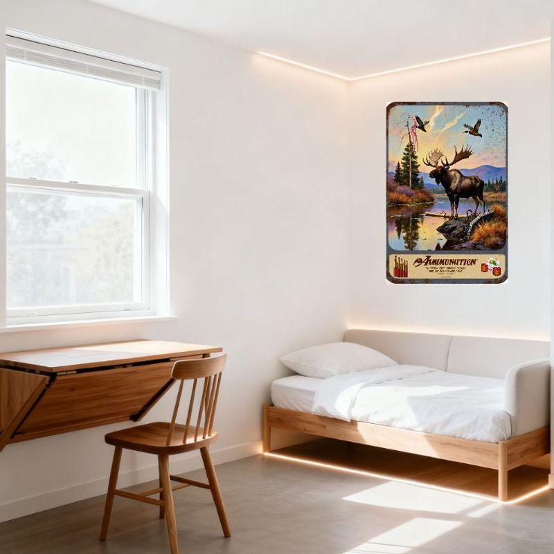 Vintage Jagd Elch See Ente Metallblechschild - Munitionskisten Berg Feuchtgebiet Wanddeko für Männerhöhle Heimbar Jagd im Freien