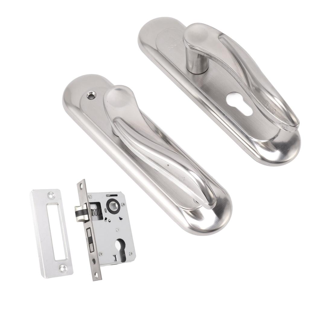Tür-Eingangshandgriff-Set Edelstahlplatte Türhebel Zylinderschloss Schlüssel-Set für Haushalt