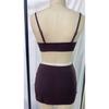 New women's sexy fashionable simple solid color irregular gold decorated three-piece bikini set