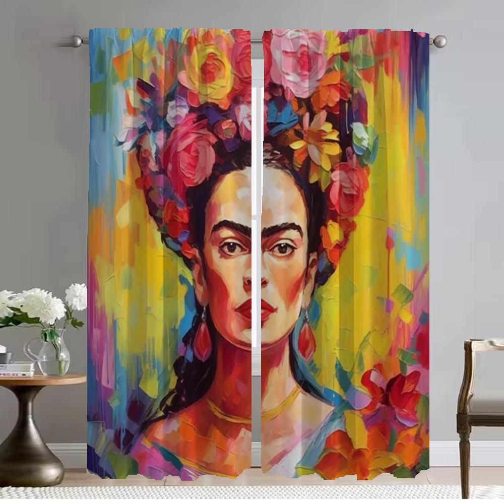 

Плотные шторы для комнаты 2 панели F-kahlo кухонные шторы для дома Шторы для интерьера на Хэллоуин Перегородки Шторы для гостиной W50xH70cmx2pcs-CL