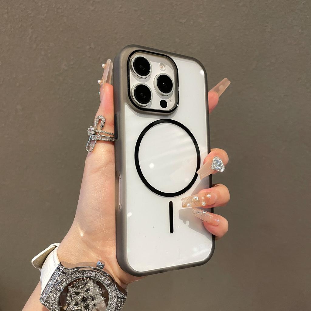 Transparent For Magsafe Case for iPhone 16 11 12 13 14 15 Pro Max Plus Shockproof Wireless Charging Simple Clear Phone Cover