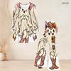 Women Plus Size Two Piece Set Round Neck Three Quarter Sleeve Bear Pumpkin Printed Flared Top And Flared Pants