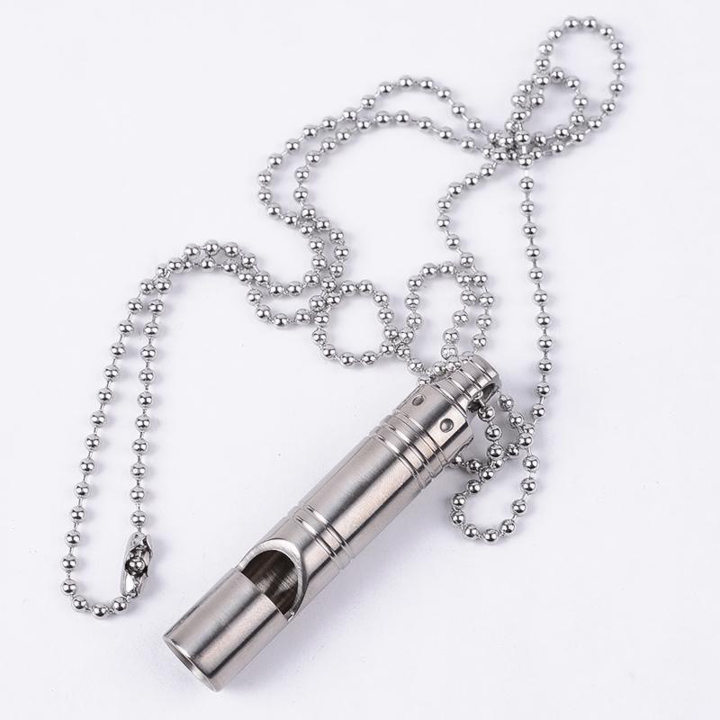 Dog Training Titanium Alloy Whistle With Stainless Steel Neck Chain High Decibel Whistle Outdoor Survival Whistle Keychain