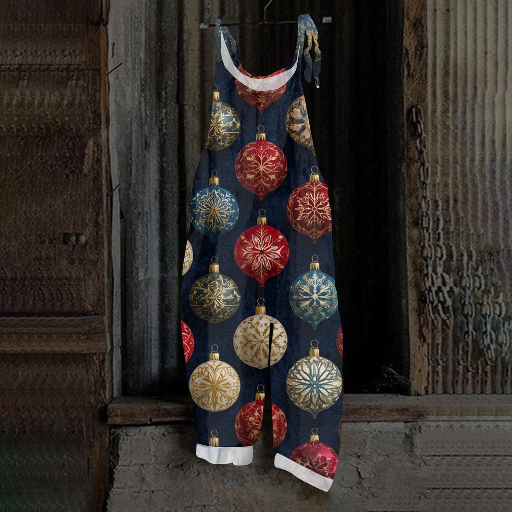 Women's Jumpsuit  Print Casual Loose Vintage Shoulder Strap Cotton Linen