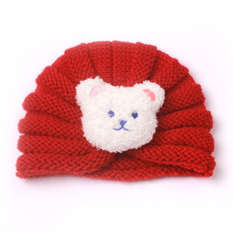 

Winter new children s warm knitted hat, baby cute bear headgear, baby wool hat