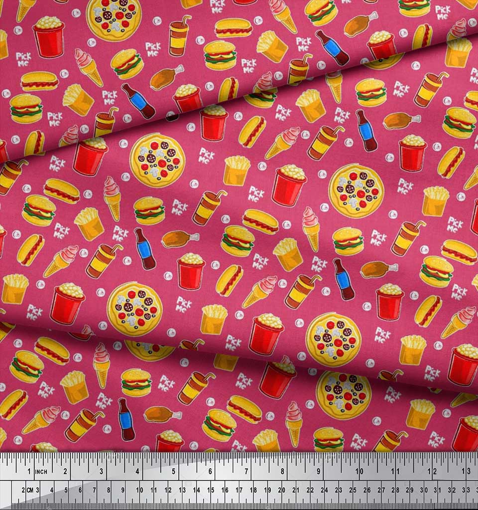 Soimoi Tecido de cetim crepe japonês para bebidas geladas, pizza e hambúrguer, tecido estampado para alimentos, 1 metro e 42 polegadas