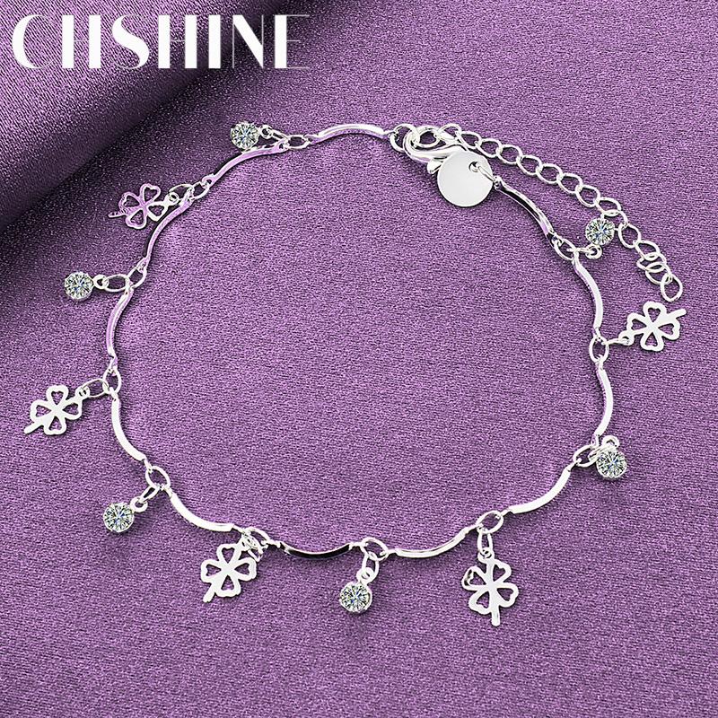 CHSHINE 925 Sterling Silver Clover Charm Bracelet For Women Wedding Party Fashion Chain Jewelry
