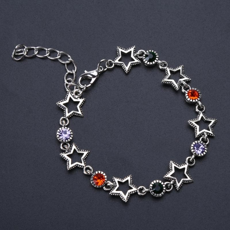 Silver Color Hollow Five-pointed Star Bracelet Zircon Bracelet Female Fashion Grunge Jewelry Adjustable Bracelet