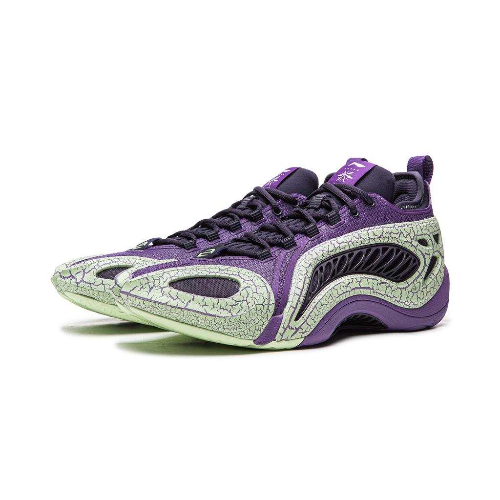 Li Ning BadFive Air 1 Super Halt Anti-Torsion Niedrig geschnittene Basketballschuhe Herren Zirkon Lila ABFW009-3