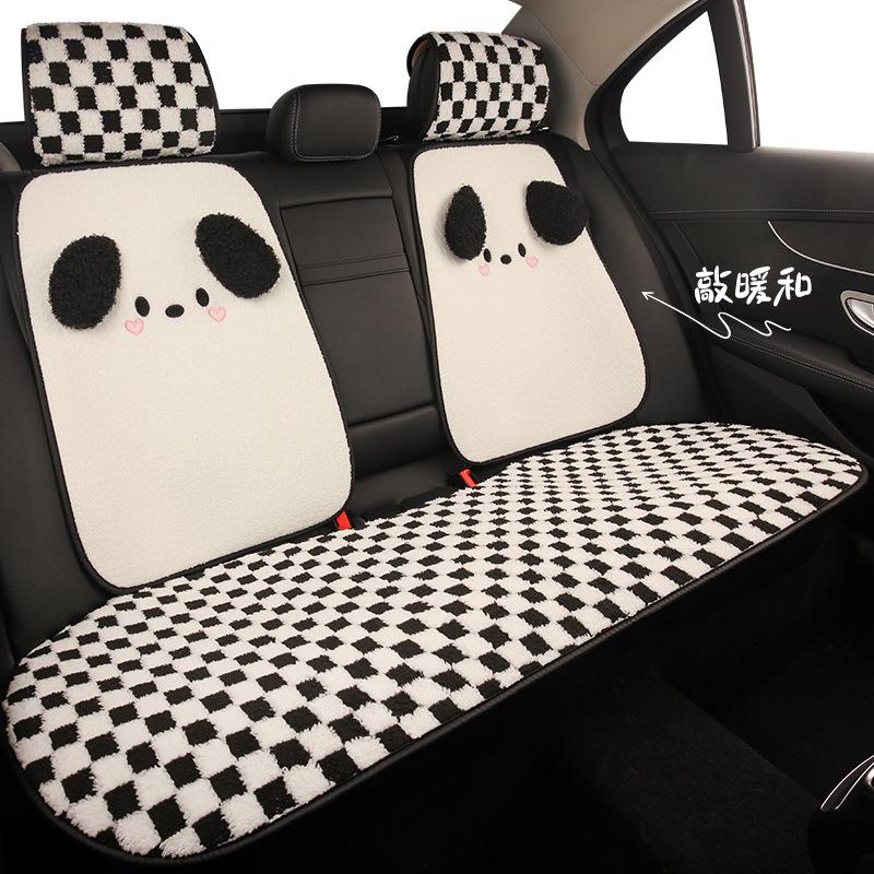 Cartoon Pochacco Grid Winter Plush Universal Car Seat Cushion Covers Skin Friendly Comfortable Puppy Design Car Accessories