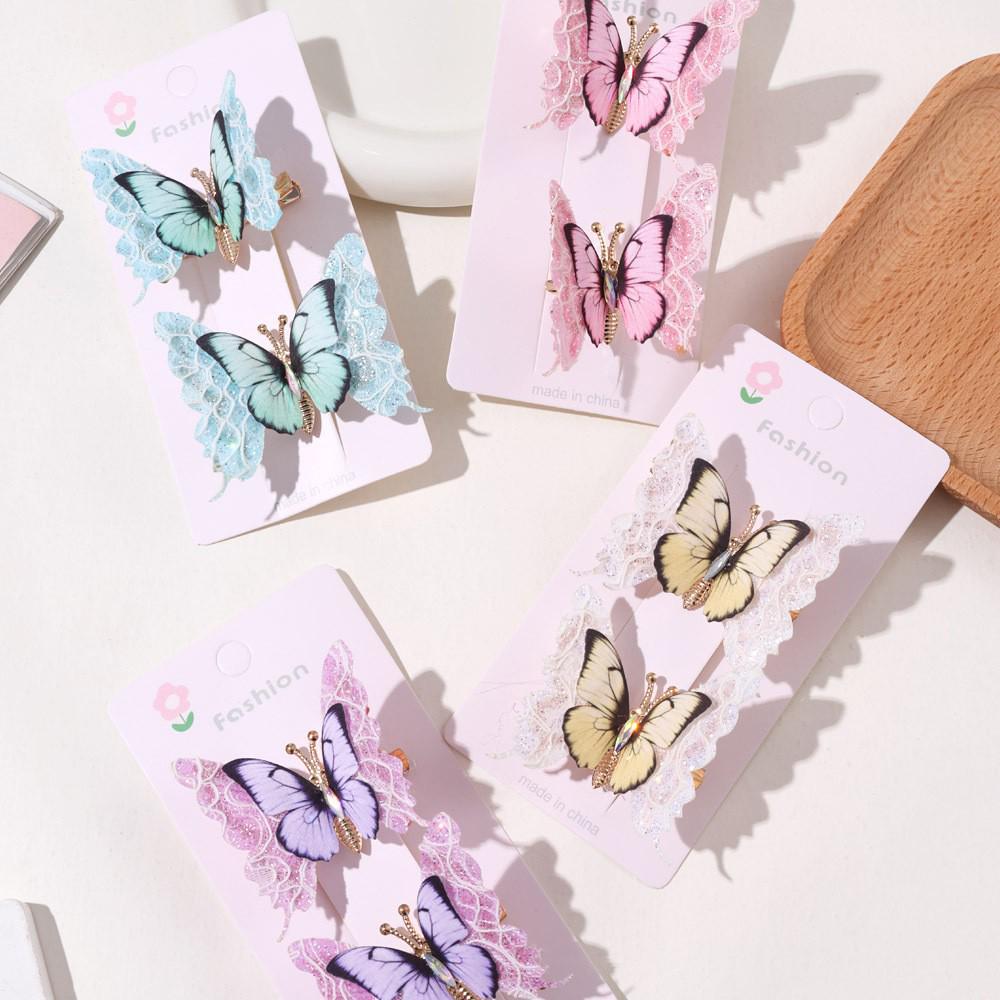 3D Double-Layer Multicolor Butterfly Hairpin for Women – Elegant Bangs and Side Hair Clip