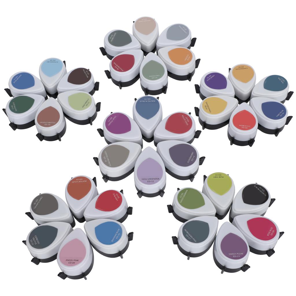 36Pcs Ink Pads Set Drop Shape DIY Portable Colorful Art Painting Stamp Accessories