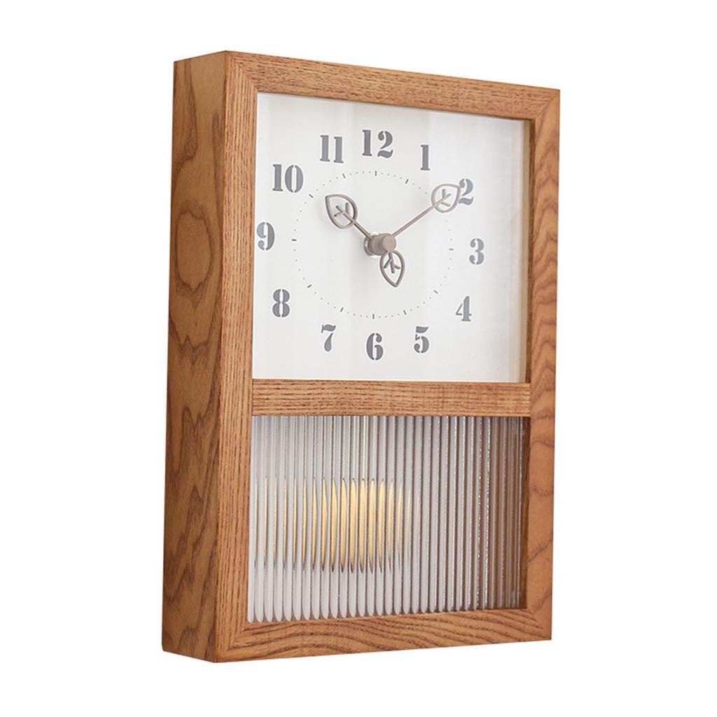 Japanese Retro Wall Clock Walnut Wood Glass Small Decorative Rectangular Wall Clock with Pendulum for Home Living Room