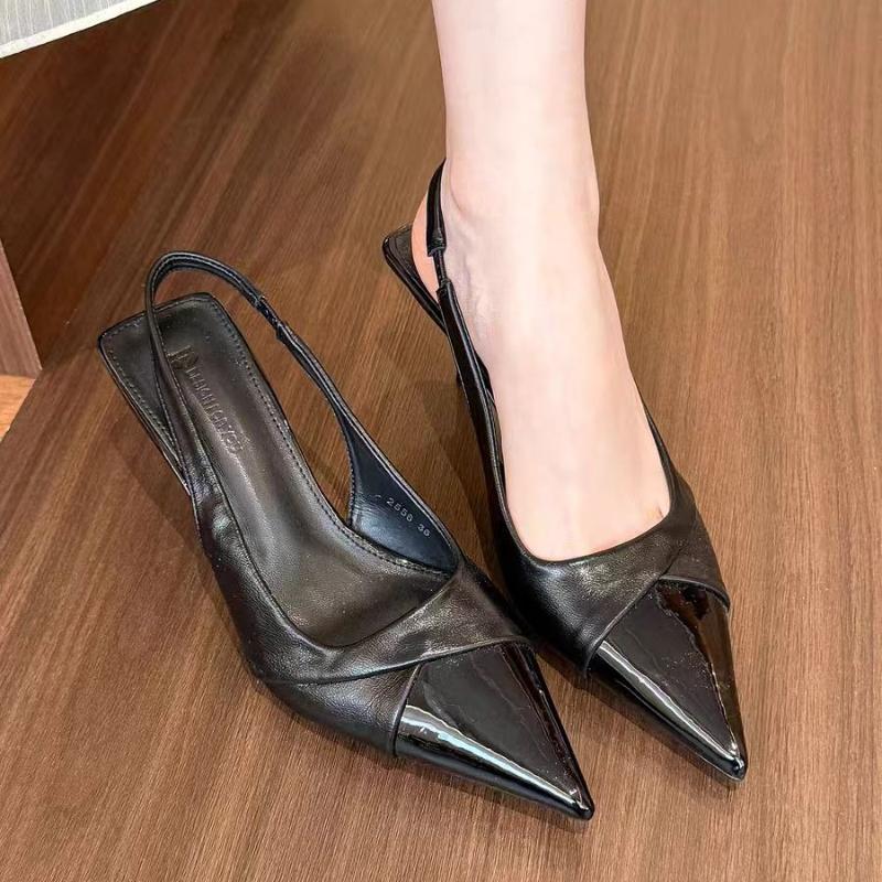 

Женские босоножки с острым носком 2025 Лето Однотонные Туфли на высоком каблуке Элегантная обувь Сексуальные шпильки Удобные женские босоножки Размер 35-42 35 чёрный