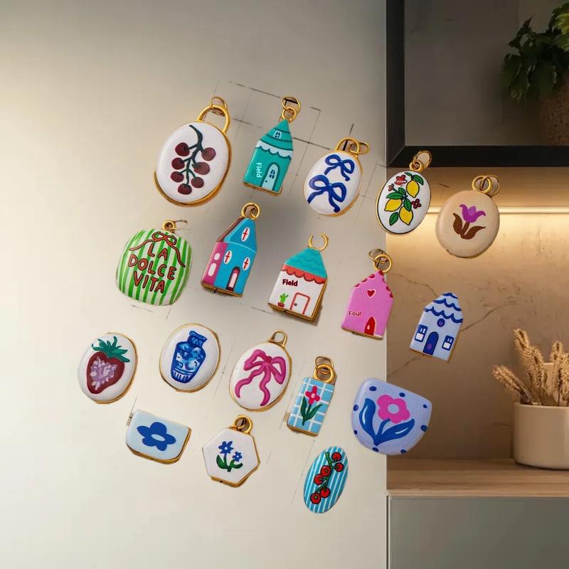 Elegant Floral House Print Pendant; Ideal for DIY Jewelry Projects, Necklace, Earring Accessories.