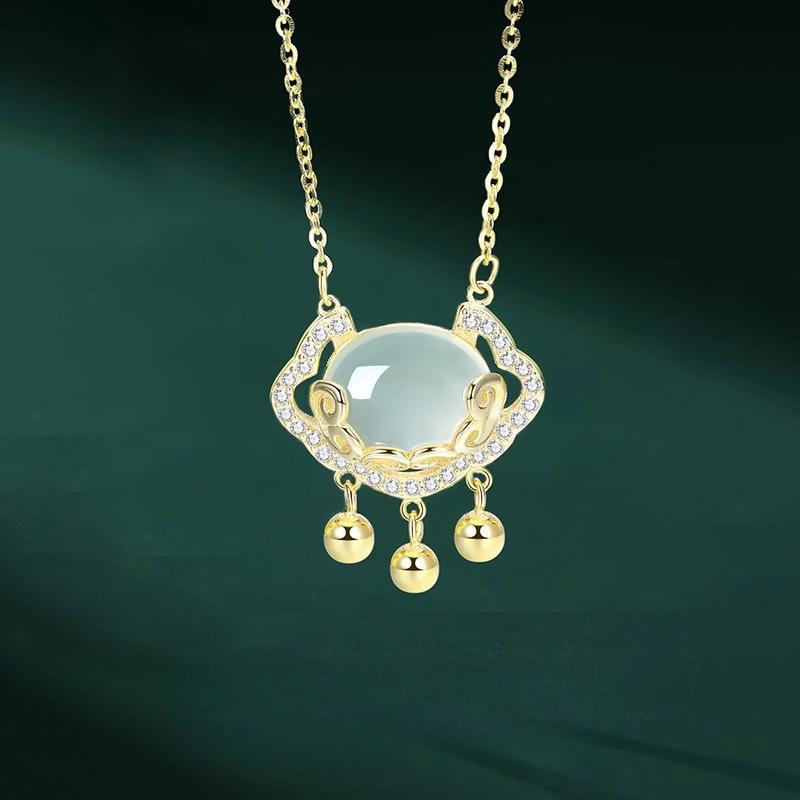 Ping An Lock Necklace Light Luxury Niche Xiangyun Longevity Lock Valentine's Day Gift for Girlfriend