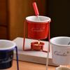 Detachable Fondue Cup With Fork Candle Pot Multi-function Ceramic Mug  Cheese Melting