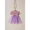 Rosa kurze Ballon-Stoffärmel, detailliertes Tutu-Tutu-Kleid für Babymädchen