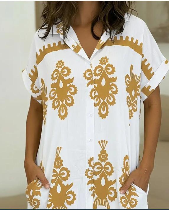 2026 Summer Plus Size Multi-color Personalized Fashion Shirt Dress