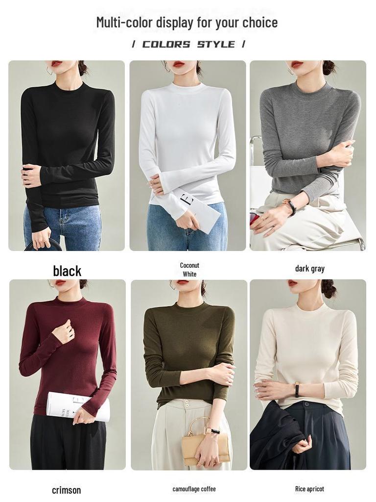 Ankola Women's Red Velvet Half Turtleneck Long Sleeve Shirt - Slimming, High Elastic, Warm, Spring/Autumn 2025