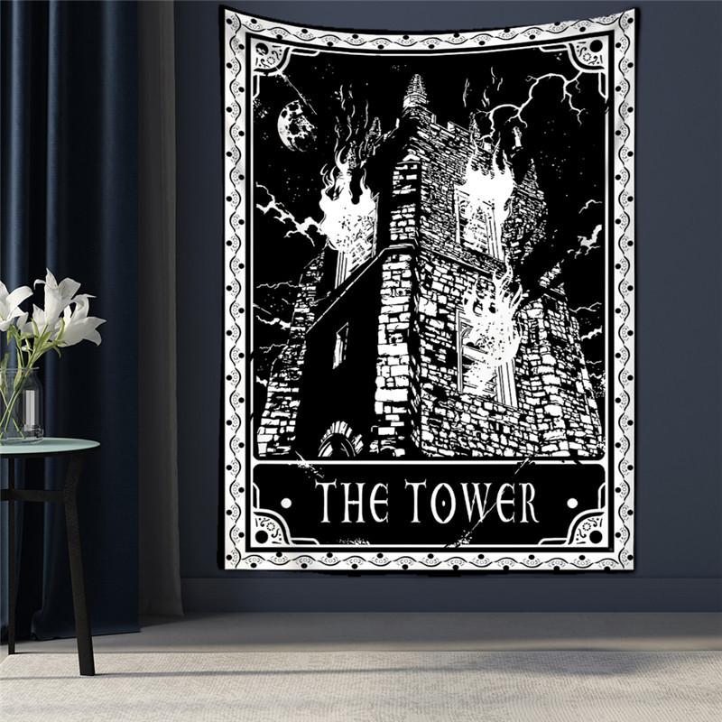 Black Tapestry Wall Hanging Psychedelic Sun Tarot Hippie Astrology Background  Room Boho Decor