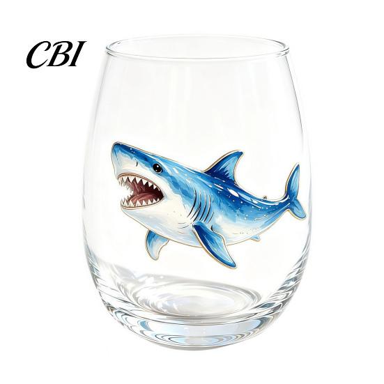 Elegant Celebration Glass Gift Marine Animal Theme Clear Tumbler, Handcrafted Painted Glassware, Handmade Borosilicate Glassware Creative Unique