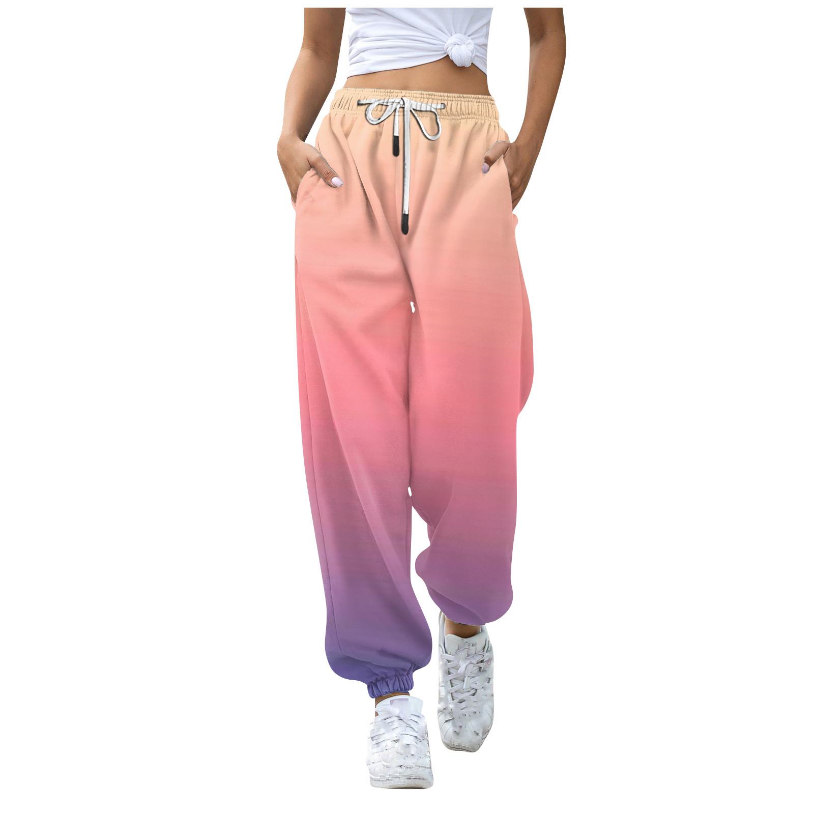 

Женские модные повседневные брюки с принтом и эластичным поясом на шнурке M розовый