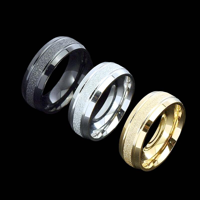 Trendy European and American Frosted Stainless Steel Couple Ring